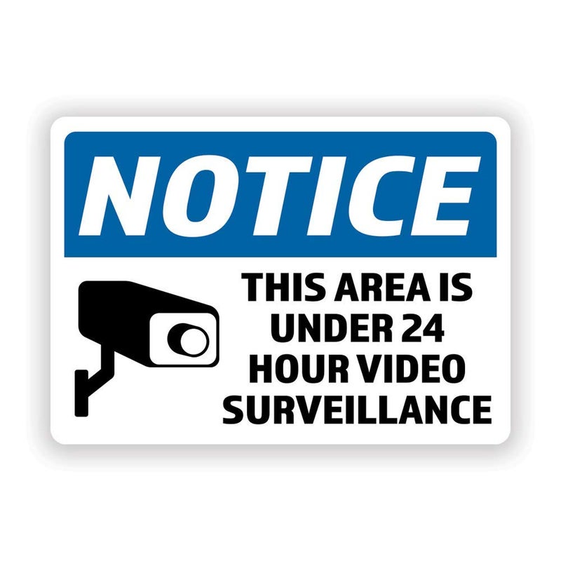 Decals, Home DÃ©cor, & More 2-Pack Notice 24 Hour Video Surveillance Vinyl Decal Sticker | 7-Inch by 5-Inch | Premium Quality Vinyl Decal | Laminated with UV Protective Laminate | PD2736 - Image 1